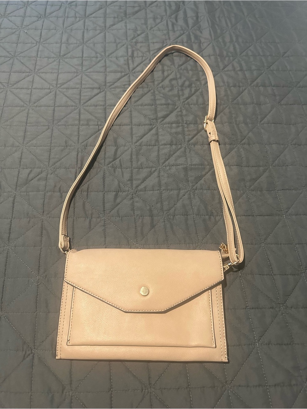 Women's Pebbled Leather Crossbody Bag - Beige